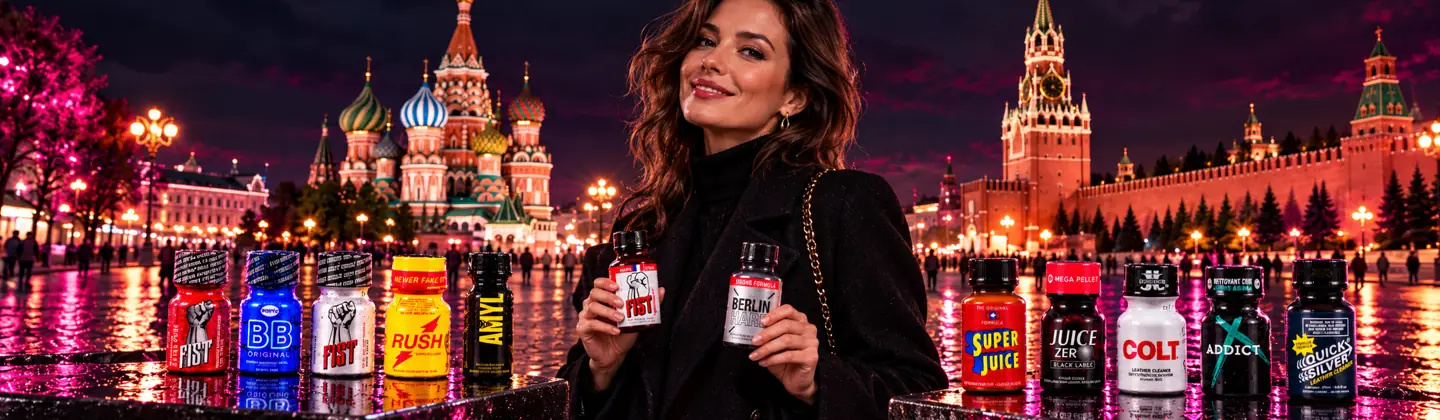 Девушка с флаконом на фоне Красной площади
